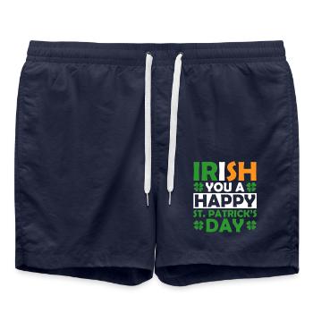 Irish You A Happy St. Patrick's Day Holiday - Swim Trunks - french navy - Front - AI Model Male 185 light (185cm)