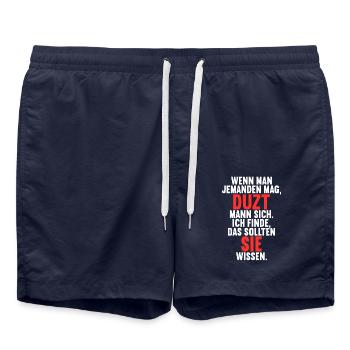 Wenn man jemand mag duzt man sollten sie wissen - Badeshorts - French Navy - Vorne - AI Model Male 185 light (185cm)
