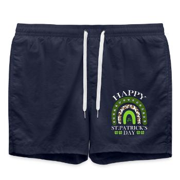 Happy St. Patrick's Day Vibes Clover - Swim Trunks - french navy - Front - AI Model Male 185 light (185cm)