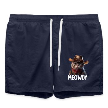 Meowdy Funny cat Meme for Cat Lovers - Badeshorts - French Navy - Vorne - AI Model Male 185 light (185cm)