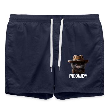 Meowdy Funny cat Meme for Cat Lovers - Badeshorts - French Navy - Vorne - AI Model Male 185 light (185cm)