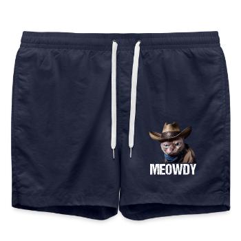 Meowdy Funny cat Meme for Cat Lovers - Badeshorts - French Navy - Vorne - AI Model Male 185 light (185cm)