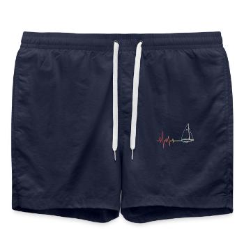 Segeln Herzschlag Retro - Badeshorts - French Navy - Vorne - AI Model Male 185 light (185cm)