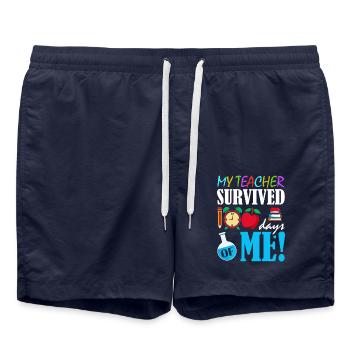 Mon professeur a survécu 100 jours 100e jour d’école - Short de bain - bleu marine - Devant - AI Model Male 185 light (185cm)