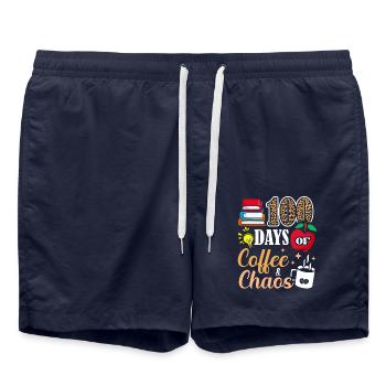 100 jours de café et de chaos Devoirs des manuels scolaires - Short de bain - bleu marine - Devant - AI Model Male 185 light (185cm)