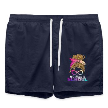 100 Tage Schule Feministisch Gebildete Lehrerin - Badeshorts - French Navy - Vorne - AI Model Male 185 light (185cm)