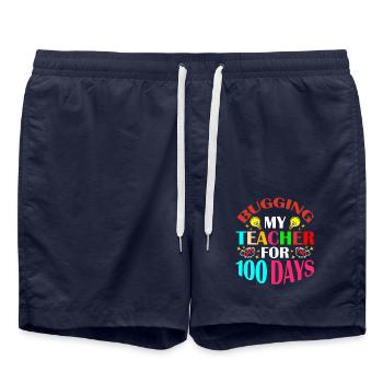 Mon professeur nerveux depuis 100 jours 100e jour d’école - Short de bain - bleu marine - Devant - AI Model Male 185 light (185cm)
