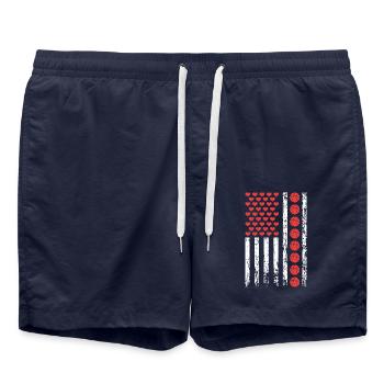 Amerikanischer Sport Basketball Flagge Athletisch - Badeshorts - French Navy - Vorne - AI Model Male 185 light (185cm)