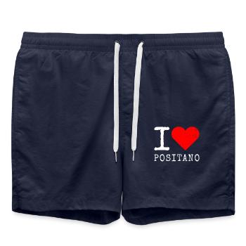 I Love Positano I love Italy heart Amalfi Coast - Swim Trunks - french navy - Front - AI Model Male 185 light (185cm)
