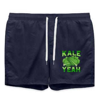 kale yes kale vegan - Swim Trunks - french navy - Front - AI Model Male 185 light (185cm)