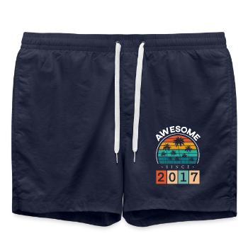 2017 Born Birthday Year of birth Vintage - Swim Trunks - french navy - Front - AI Model Male 185 light (185cm)