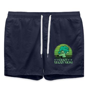 Maman végétalienne folle - Short de bain - bleu marine - Devant - AI Model Male 185 light (185cm)