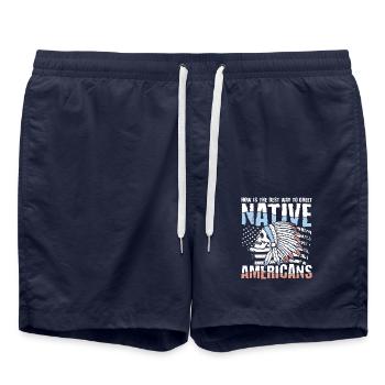 How Is The Best Way To Greet Native Americans - Badeshorts - French Navy - Vorne - AI Model Male 185 light (185cm)