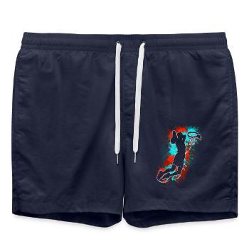 Joueurs de basket-ball - Short de bain - bleu marine - Devant - AI Model Male 185 light (185cm)