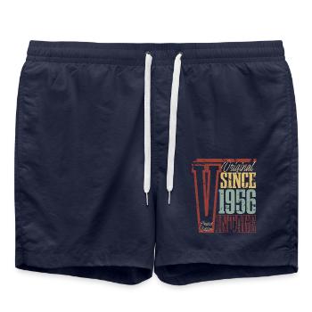 1956 Birthday Year of birth Year of construction Vintage Retro - Swim Trunks - french navy - Front - AI Model Male 185 light (185cm)