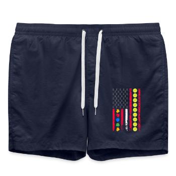 Autismus-bewusstseinsmonat Amerikanischer Sport - Badeshorts - French Navy - Vorne - AI Model Male 185 light (185cm)