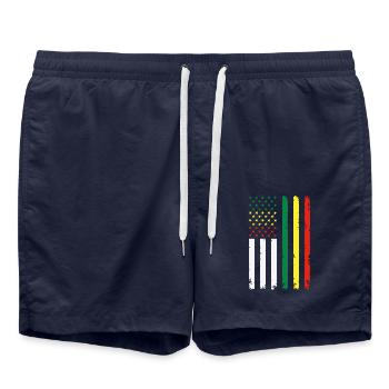 Drapeau de l’indépendance américaine Juneteenth - Short de bain - bleu marine - Devant - AI Model Male 185 light (185cm)