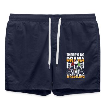 There's No Drama Like Wrestling - Badeshorts - French Navy - Vorne - AI Model Male 185 light (185cm)