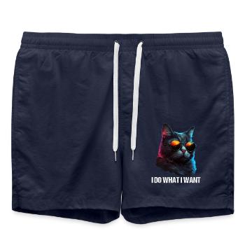 Katze Kätzchen Ich Mache Was Ich Will Katze - Badeshorts - French Navy - Vorne - AI Model Male 185 light (185cm)
