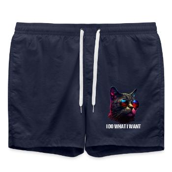 Katze Kätzchen Ich Mache Was Ich Will Katze - Badeshorts - French Navy - Vorne - AI Model Male 185 light (185cm)