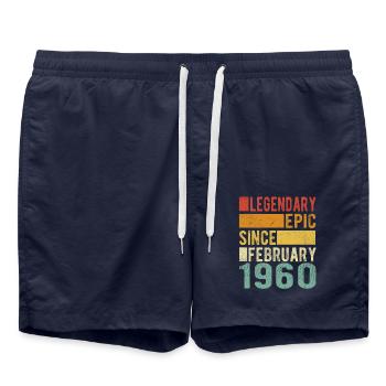 Anniversaire février 1960 Épopée légendaire - Short de bain - bleu marine - Devant - AI Model Male 185 light (185cm)