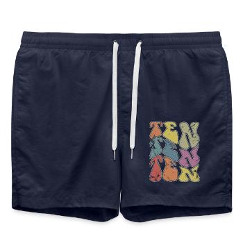 Rétro 10 ans 10e anniversaire Enfants Garçons Filles - Short de bain - bleu marine - Devant - AI Model Male 185 light (185cm)