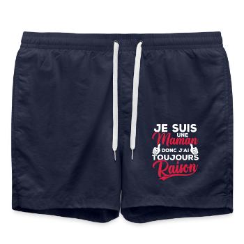 Je suis une maman donc j'ai toujours raison - Short de bain - bleu marine - Devant - AI Model Male 185 light (185cm)