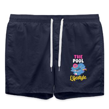 Der Pool Lifestyle Donut Schwimmer Schwimmen - Badeshorts - French Navy - Vorne - AI Model Male 185 light (185cm)