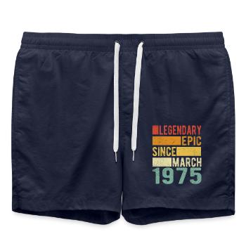 Birthday March 1975 Legendary epic - Swim Trunks - french navy - Front - AI Model Male 185 light (185cm)
