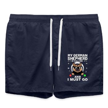 Mein Deutscher Schäferhund ruft und ich muss gehen - Badeshorts - French Navy - Vorne - AI Model Male 185 light (185cm)