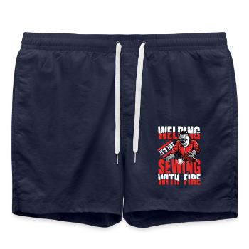 Welding I’s Like Sewing with Fire für einen - Badeshorts - French Navy - Vorne - AI Model Male 185 light (185cm)