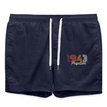 Vintage Retro Jubiläumsgeschenk für Geboren 1943 - Badeshorts - French Navy - Vorne - AI Model Male 185 light (185cm)