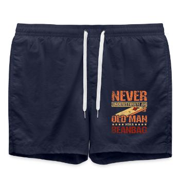 Never underestimate an old man with a beanbag - Badeshorts - French Navy - Vorne - AI Model Male 185 light (185cm)