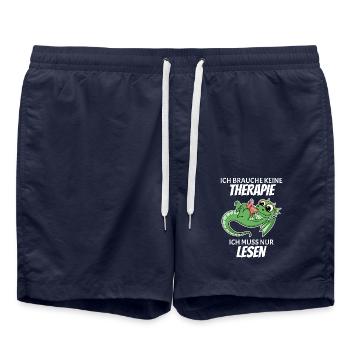 Bücher Drache Drachen - Badeshorts - French Navy - Vorne - AI Model Male 185 light (185cm)