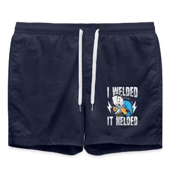 I Welded It Helded für einen Schweißer - Badeshorts - French Navy - Vorne - AI Model Male 185 light (185cm)