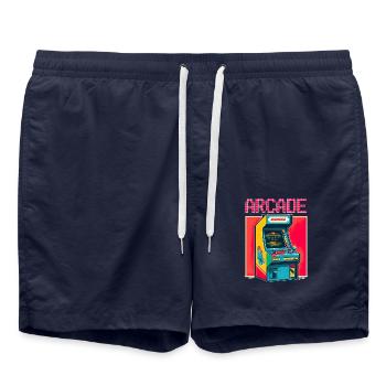 Retro Arcade Game Videospiel für Gamer - Badeshorts - French Navy - Vorne - AI Model Male 185 light (185cm)