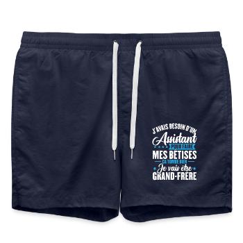 Je vais être grand frère, Futur grand frère - Short de bain - bleu marine - Devant - AI Model Male 185 light (185cm)