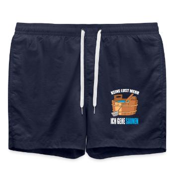 Keine Lust mehr ich gehe Saunen - Badeshorts - French Navy - Vorne - AI Model Male 185 light (185cm)