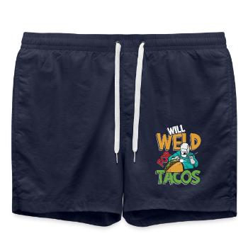 Will Weld For Tacos für einen Schweißer - Badeshorts - French Navy - Vorne - AI Model Male 185 light (185cm)