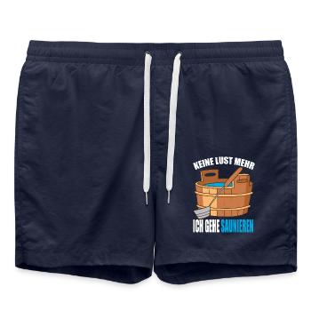 Keine Lust mehr ich gehe Saunieren - Badeshorts - French Navy - Vorne - AI Model Male 185 light (185cm)