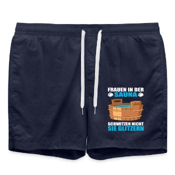 Frauen in der Sauna Schwitzen nicht sie glitzern - Badeshorts - French Navy - Vorne - AI Model Male 185 light (185cm)