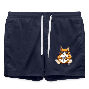Gaming Cat Gamer Gamers Gamers Gamers - Short de bain - bleu marine - Devant - AI Model Male 185 light (185cm)