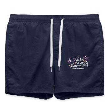 Im April Tragen Wir Lavendel - Die Blume Des - Badeshorts - French Navy - Vorne - AI Model Male 185 light (185cm)
