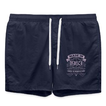 Geburtstag Jahrgang 1963 - Made in 1963 - Badeshorts - French Navy - Vorne - AI Model Male 185 light (185cm)
