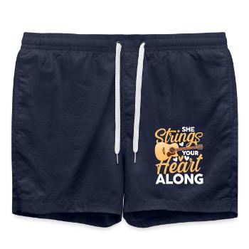 She Strings Your Heart Along - Badeshorts - French Navy - Vorne - AI Model Male 185 light (185cm)