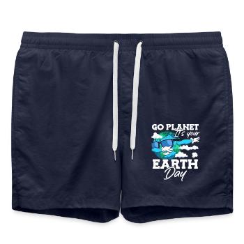 Go Planet It’s Your Earth Day Sensibilisation à l’environnement - Short de bain - bleu marine - Devant - AI Model Male 185 light (185cm)