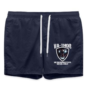 Papa Vathor Va Thor Vatertag Vatertagsgeschenk - Badeshorts - French Navy - Vorne - AI Model Male 185 light (185cm)