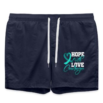 Hope Faith Love Courage Pstd Stress Awareness - Swim Trunks - french navy - Front - AI Model Male 185 light (185cm)