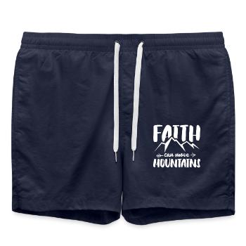 Glaube Kann Berge Versetzen Christliche Religiöse - Badeshorts - French Navy - Vorne - AI Model Male 185 light (185cm)
