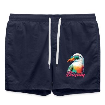 Büsum Holiday cool colorful seagull with sunglasses - Swim Trunks - french navy - Front - AI Model Male 185 light (185cm)